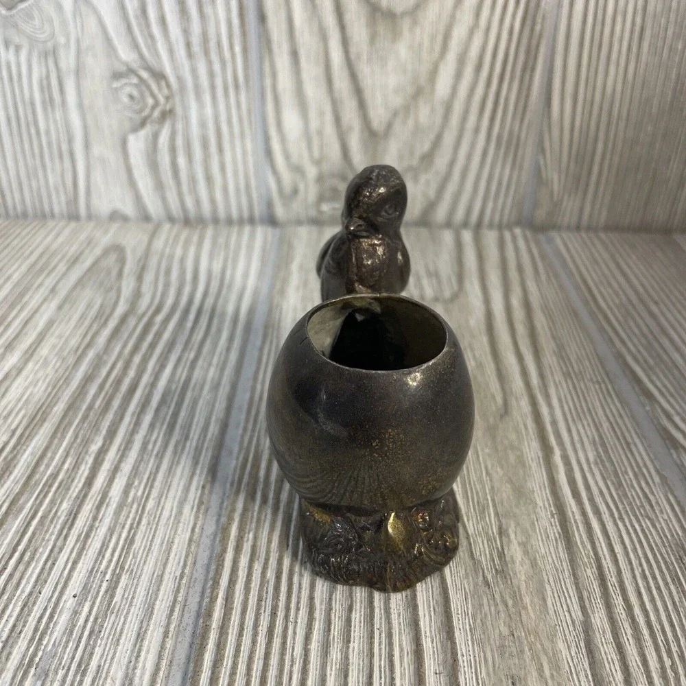 Vintage Jennings Brothers JB 222 Silver Plate Chick and Egg Toothpick Holder